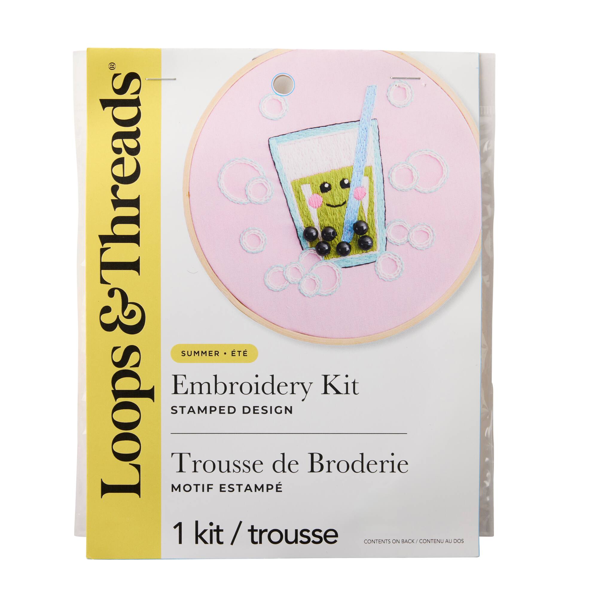 Summer Boba Stamped Design Embroidery Kit by Loops & Threads®